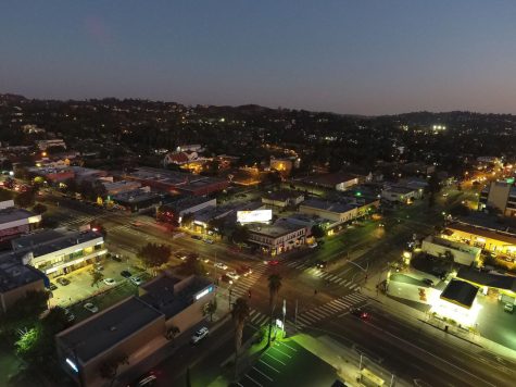 night view with city lights and intersection