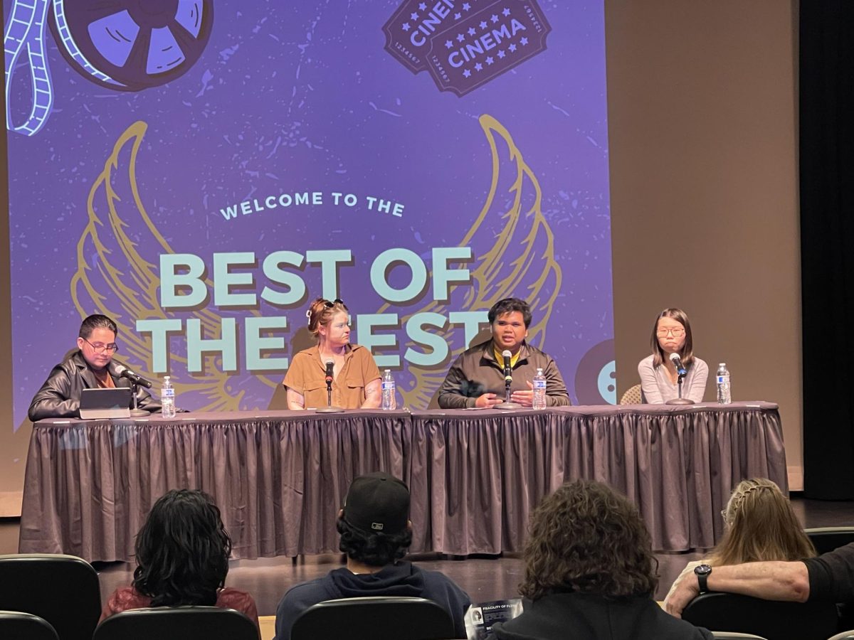 (From left to right) Edgar Ortega moderates a panel consisting of Jax Nolan, Matt Castro, and Kasey Tran at Best of the Fest on Thursday, Feb. 20. Photo by Bryan Antunez.